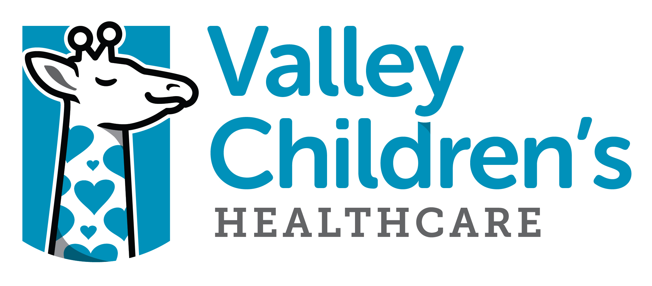valley children's healthcare in teal blue and cartoon giraffe 