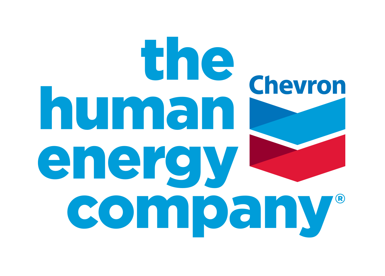 the human energy company in blue font color, blue and red chevron arrow's