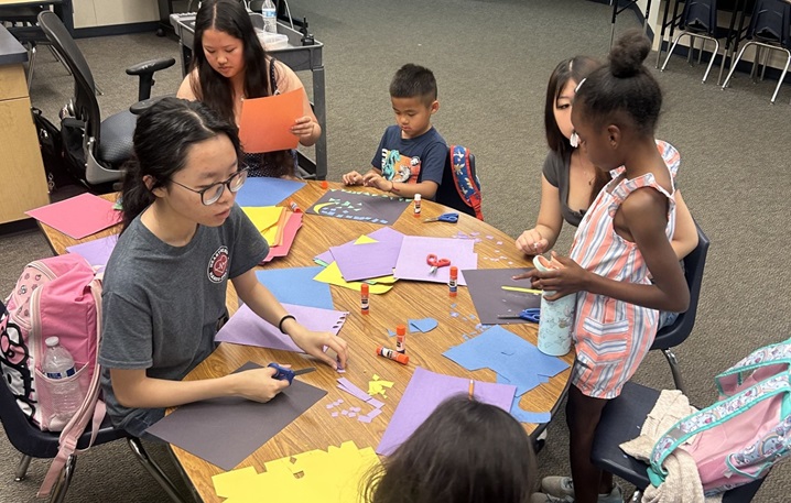 students doing arts and crafts