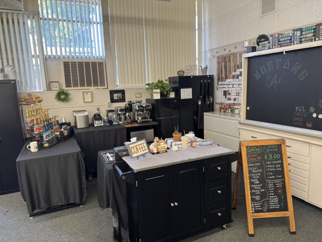 coffee cafe set up on table in classroom
